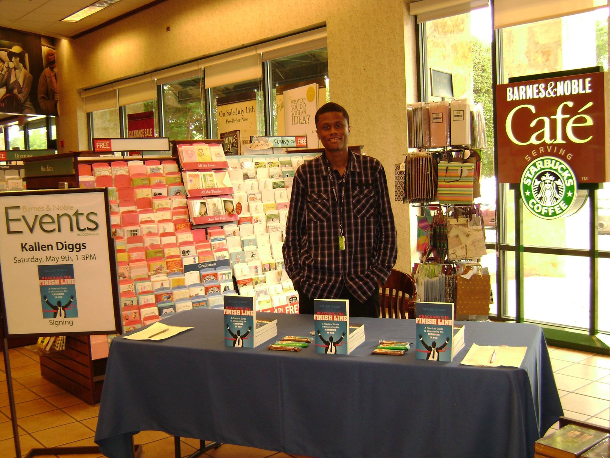 Selling books at a book store