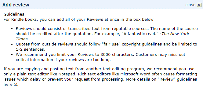 editing amazon editorial reviews