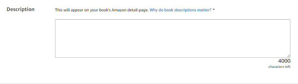 entering amazon description