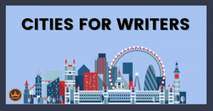 featured image that says cities for writers