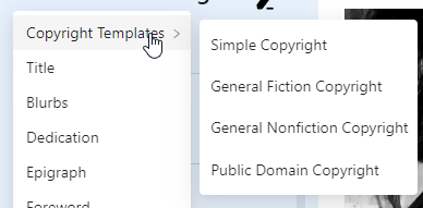 showing the list of copyright templates in Atticus