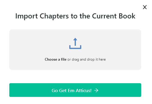 upload window to import chapters into Atticus