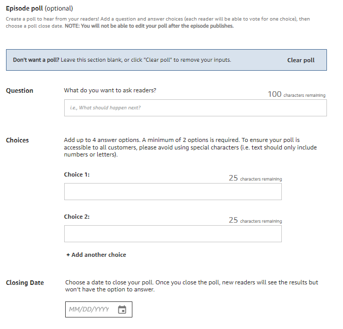 polls with Kindle Vella