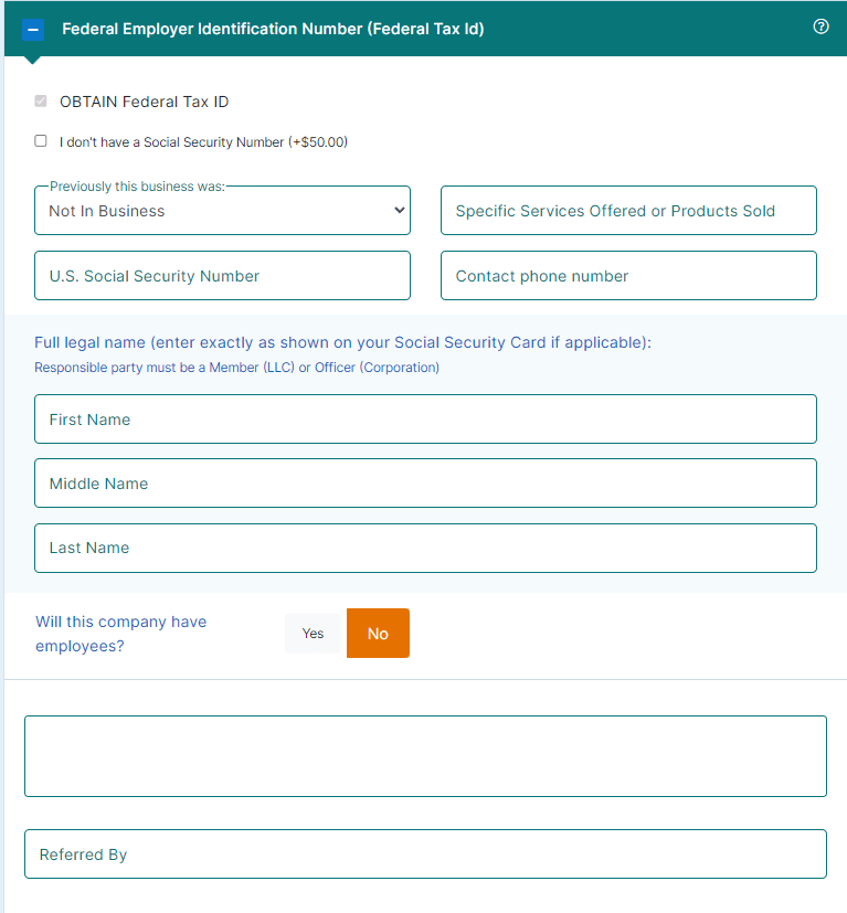 Getting a Federal Tax Id in MyCompanyWorks