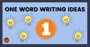 featured image that says one word writing ideas