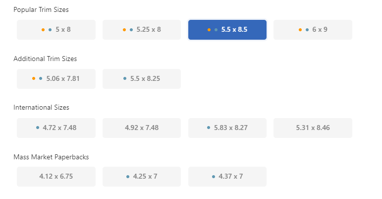 trim sizes in Atticus