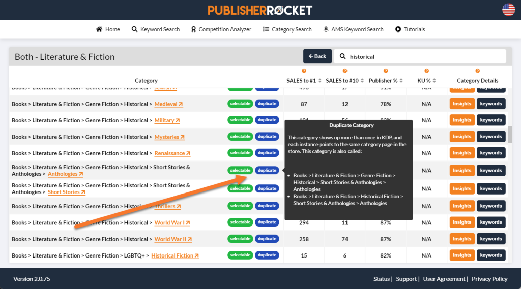 Publisher Rocket Duplicate Categories