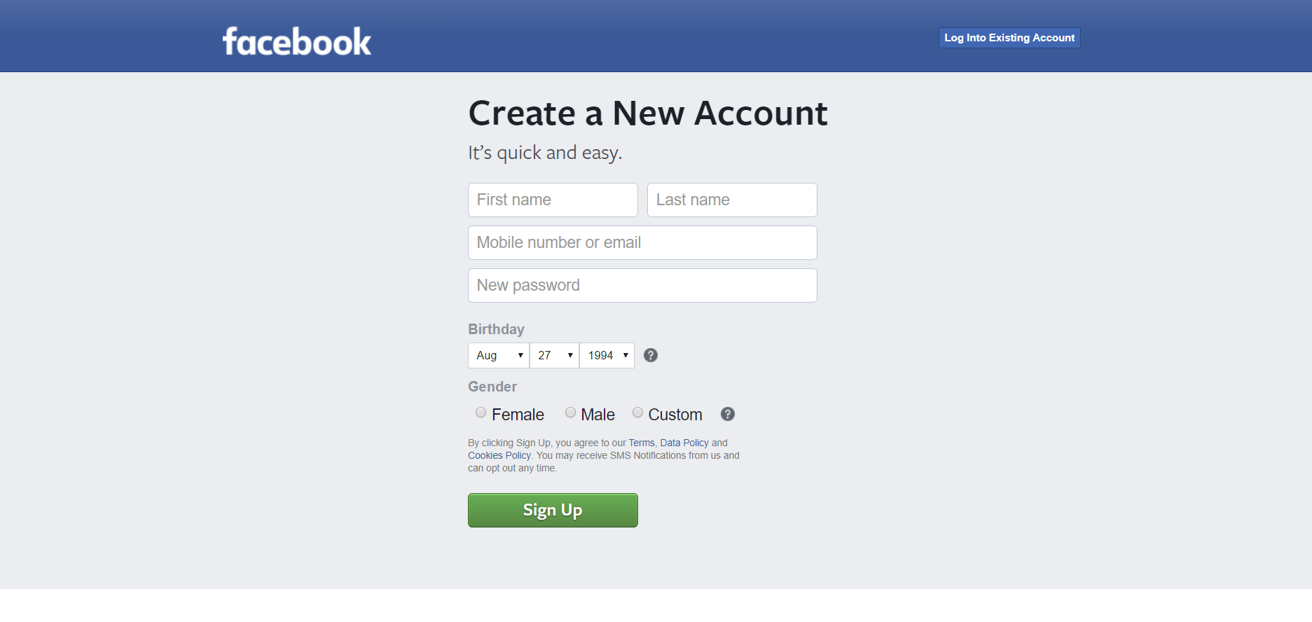 how to create a facebook account