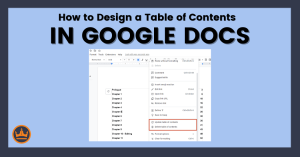 featured image that says how to design a table of contents in google docs